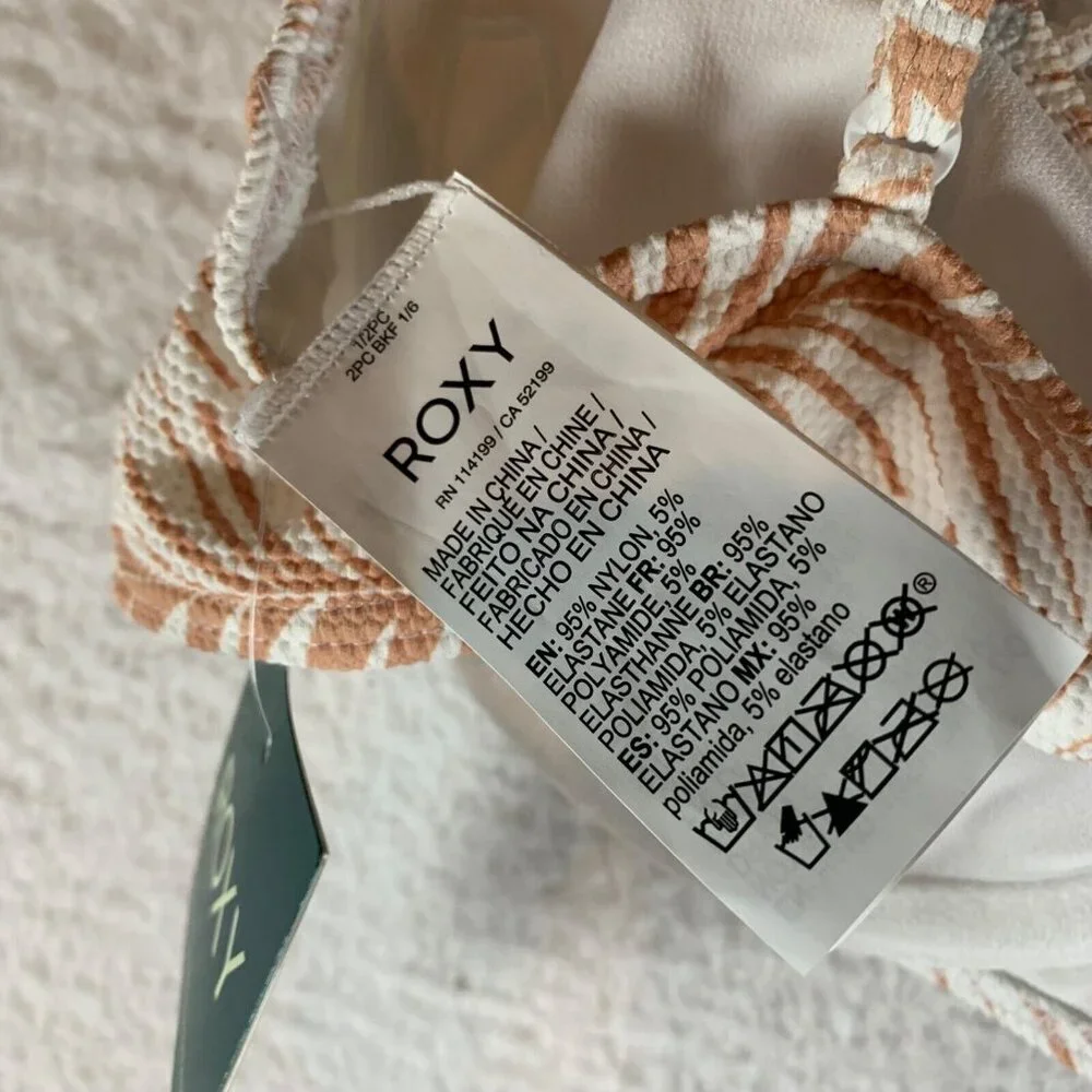 Roxy Juniors Printed Scoop Neck Underwired Bralette Bikini Swim Top Size S NWT‎